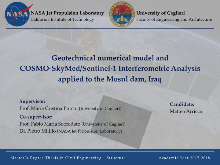 geotechnical numerical model and cosmo skymed sentinel 1