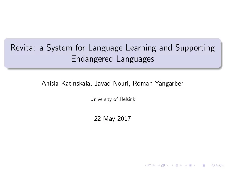 revita a system for language learning and supporting