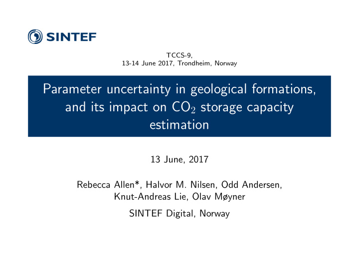 parameter uncertainty in geological formations and its