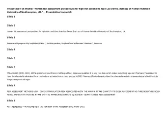 Slide 1  Slide 2  Human risk assessment perspectives for high risk conditions Jean Lou Dorne