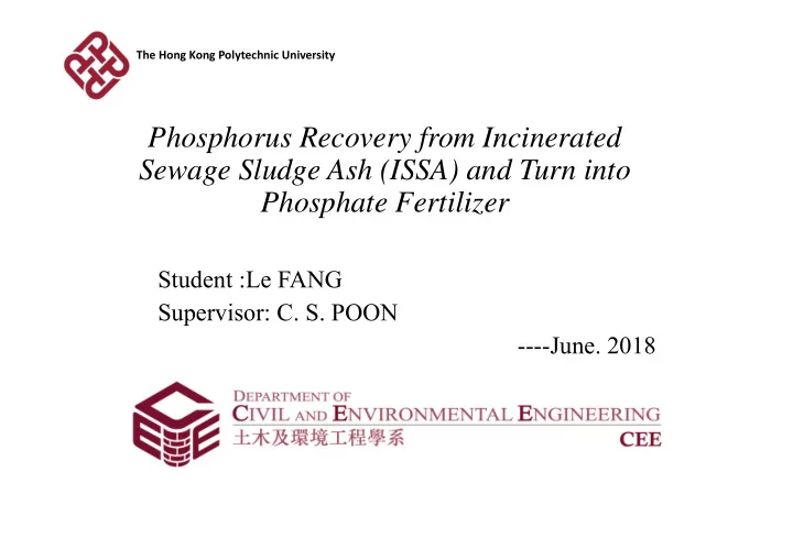 phosphorus recovery from incinerated sewage sludge ash