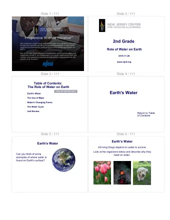Earth's Water  Click on the topic to go to that section  Earth's Water    The Use of Maps