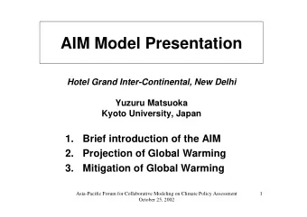 AIM Model Presentation  Hotel Grand Inter-Continental, New Delhi  Yuzuru Matsuoka  Kyoto
