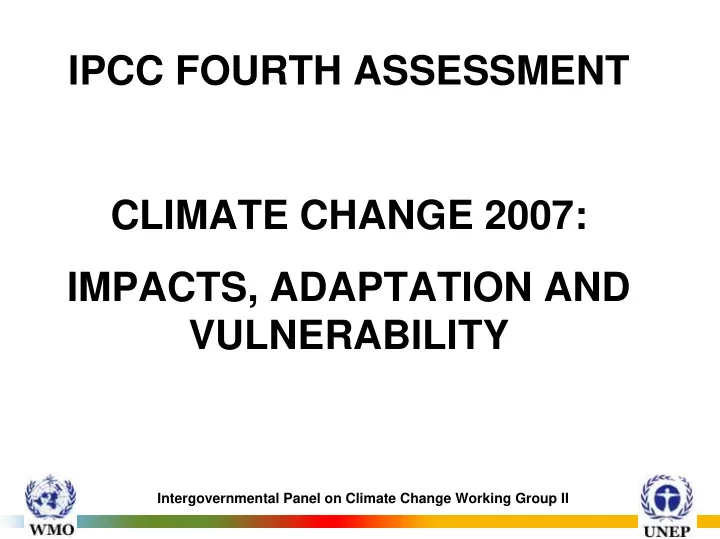 ipcc fourth assessment climate change 2007 impacts