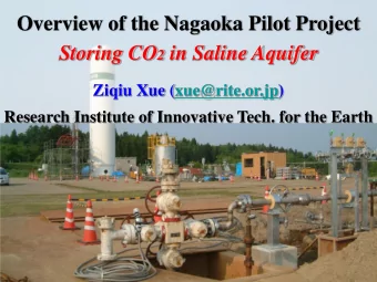 Overview of the Nagaoka Pilot Project Storing CO 2 in Saline Aquifer  Ziqiu Xue (xue@rite.or.jp)