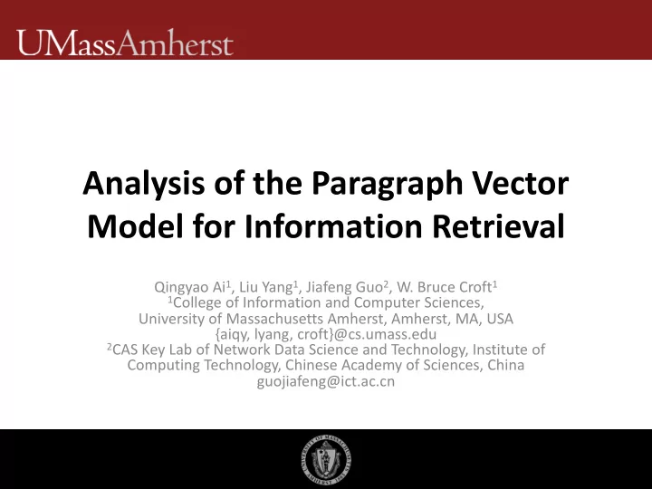 analysis of the paragraph vector model for information