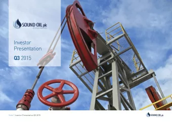 Investor  Presentation Q3 2015  Slide 1 Investor Presentation Q3 2015  Building a Mid-cap