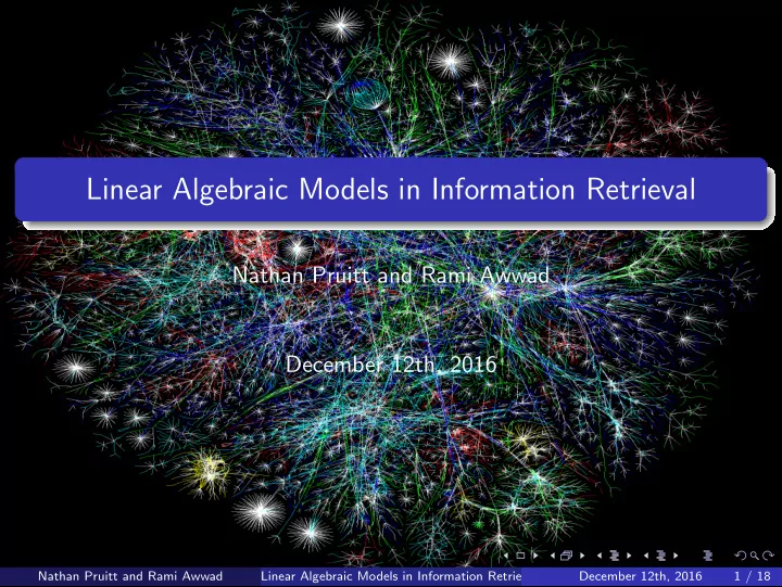 linear algebraic models in information retrieval