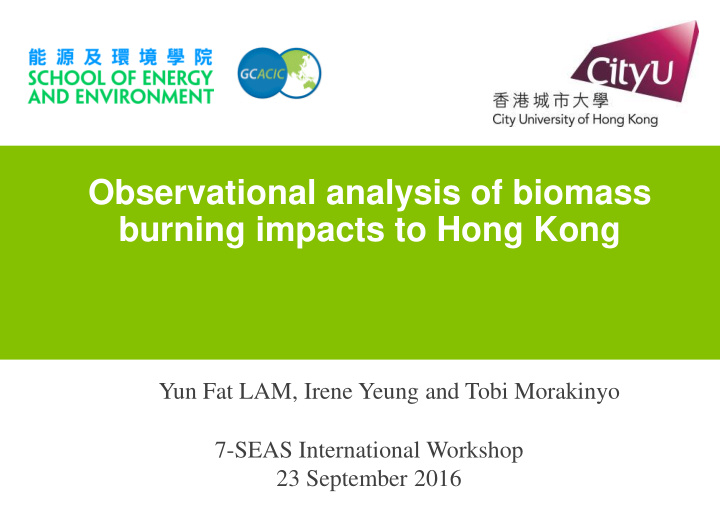 observational analysis of biomass burning impacts to hong