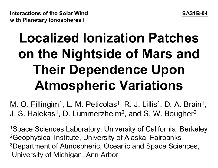 localized ionization patches on the nightside of mars and