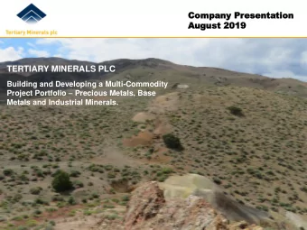 TERTIARY MINERALS PLC  Building and Developing a Multi-Commodity Project Portfolio  Precious