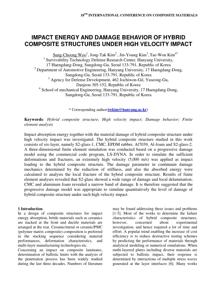 impact energy and damage behavior of hybrid composite