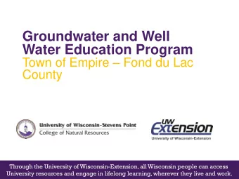 Groundwater and Well  Water Education Program Town of Empire  Fond du Lac  County  Through the