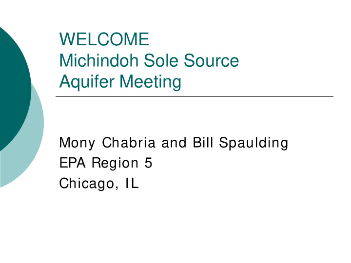 welcome michindoh sole source aquifer meeting