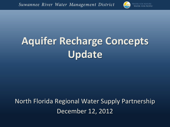 aquifer recharge concepts update