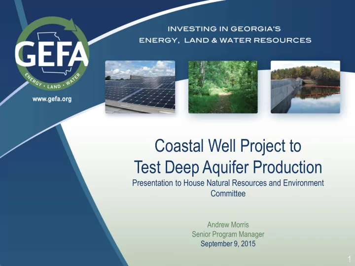 coastal well project to test deep aquifer production
