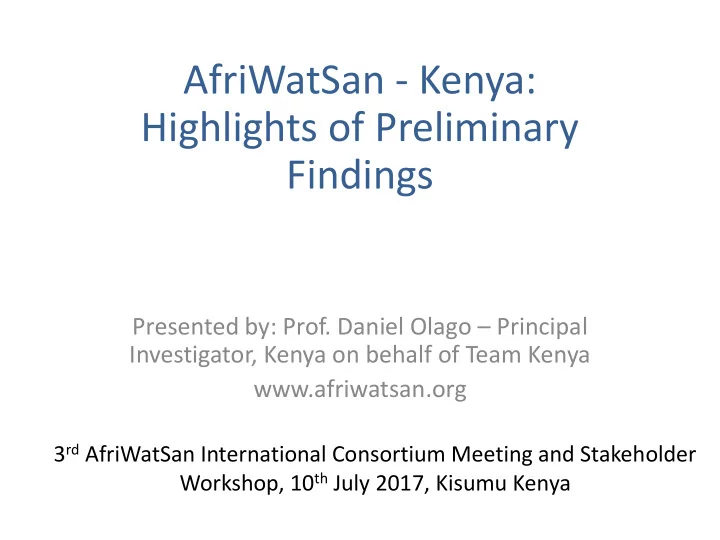 highlights of preliminary
