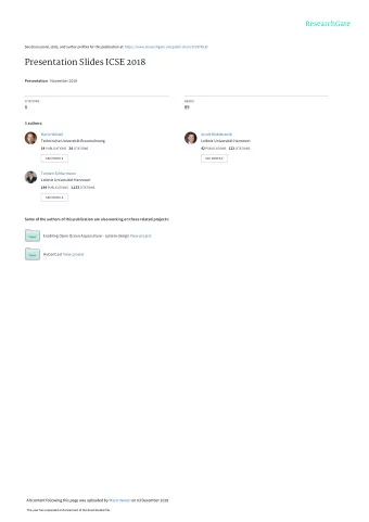 Presentation Slides ICSE 2018 Presentation  November 2018  CITATIONS  READS  0  89  3 authors: