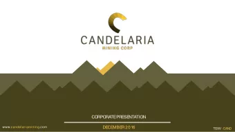CORPORATE  PRE  SE  NTATION  www.candelariamining.com  DE  CE  MBE  R 2016  TSXV : CAND  CAUTIONARY