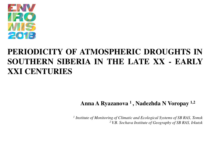 periodicity of atmospheric droughts in southern siberia