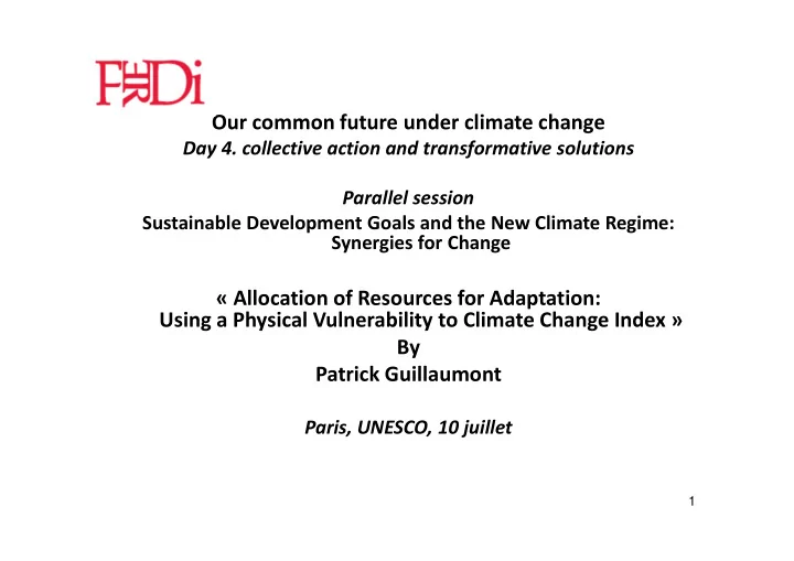 our common future under climate change
