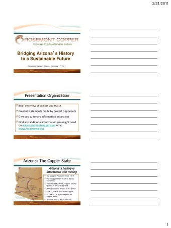 Bridging Arizona  s History  to a Sustainable Future Professor Towner  s Class  February