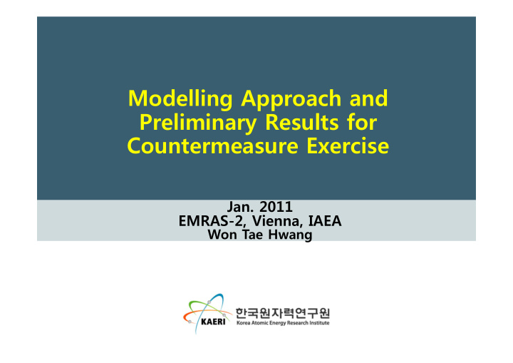 modelling approach and preliminary results for