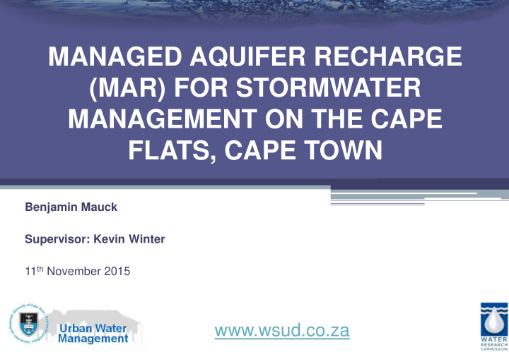 managed aquifer recharge mar for stormwater management on