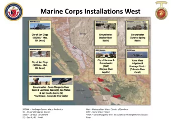 Marine Corps Installations West SDCWA  San Diego County Water Authority Met  Metropolitan