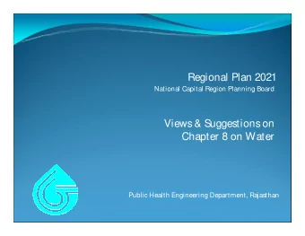 Regional Plan 2021  National Capital Region Planning Board  Views &amp; Suggestions on  Chapter 8