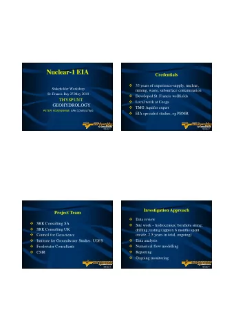 Nuclear-1 EIA  Credentials  35 years of experience-supply, nuclear,  Stakeholder Workshop