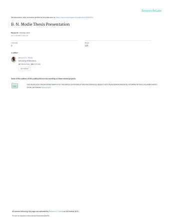 B. N. Modie Thesis Presentation Research  October 2015  DOI: 10.13140/RG.2.1.2600.5202  CITATIONS