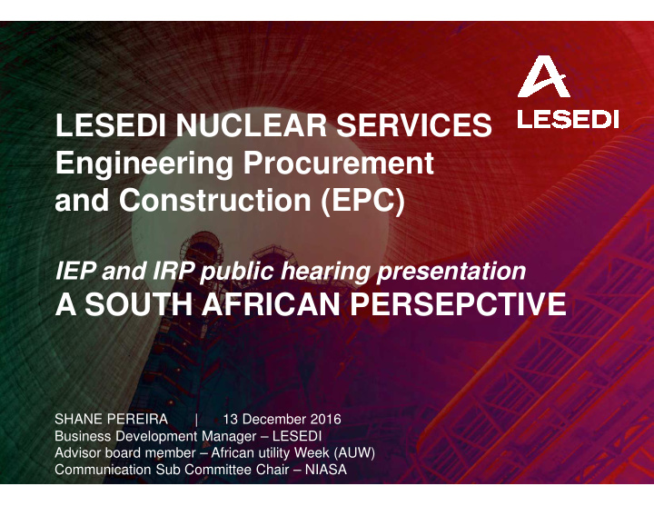 lesedi nuclear services engineering procurement and