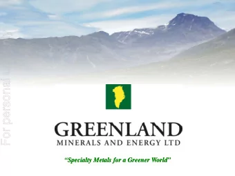 For personal use only  Specialty Metals for a Greener World  Specialty Metals for a