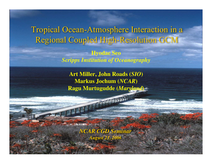 tropical ocean atmosphere interaction in a regional