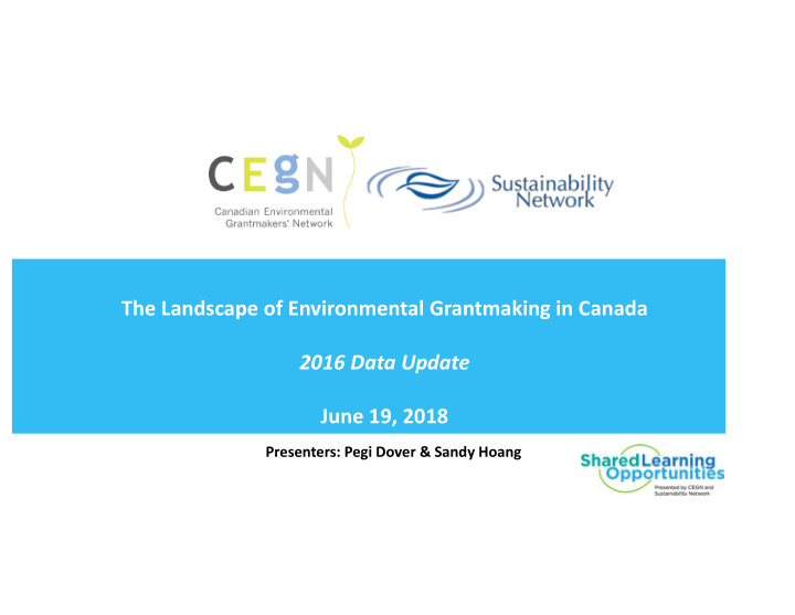 the landscape of environmental grantmaking in canada 2016