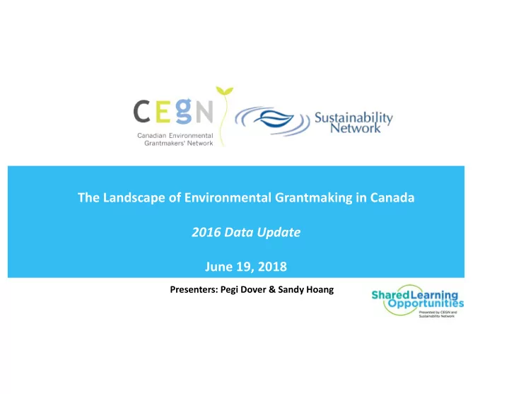 the landscape of environmental grantmaking in canada 2016
