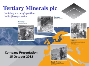 Tertiary Minerals plc  Build  ilding  ing a strategic  ategic position  ition  in the fluor  uorspa