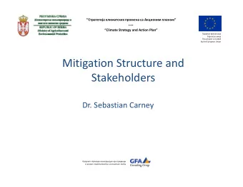 Mitigation Structure and  Stakeholders  Dr. Sebastian Carney