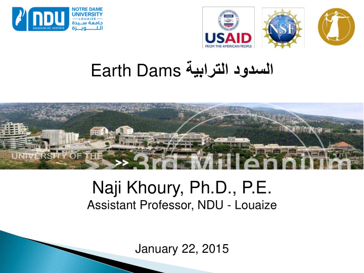 earth dams naji khoury ph d p e assistant professor ndu