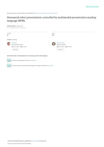 Humanoid robot presentation controlled by multimodal presentation markup  language MPML Conference