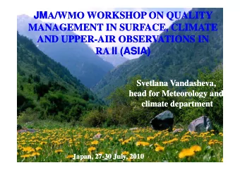 JM  /  /W W   WORKSHOP ON QUALITY  JM  WORKSHOP ON QUALITY  MANAGEMENT IN SURFACE