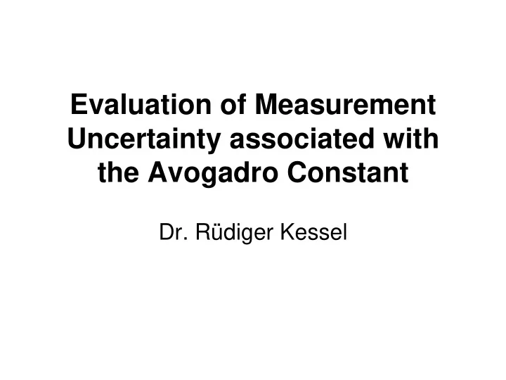 evaluation of measurement uncertainty associated with the