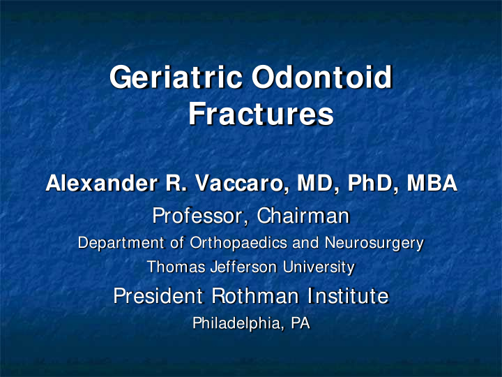 geriatric odontoid fractures