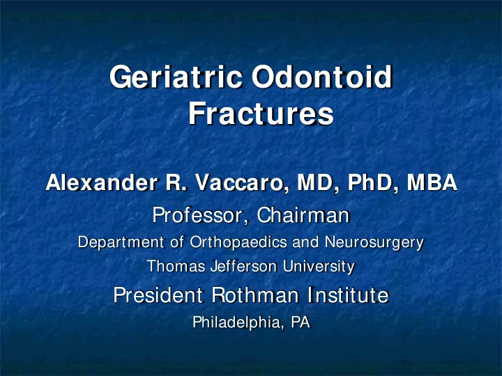 geriatric odontoid fractures