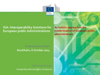 European public Administrations  modernisation of European public  administrations  E-Government