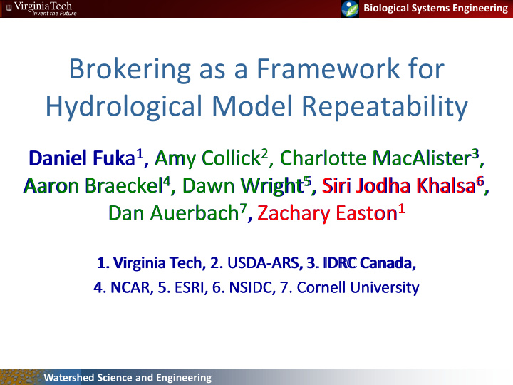 brokering as a framework for hydrological model