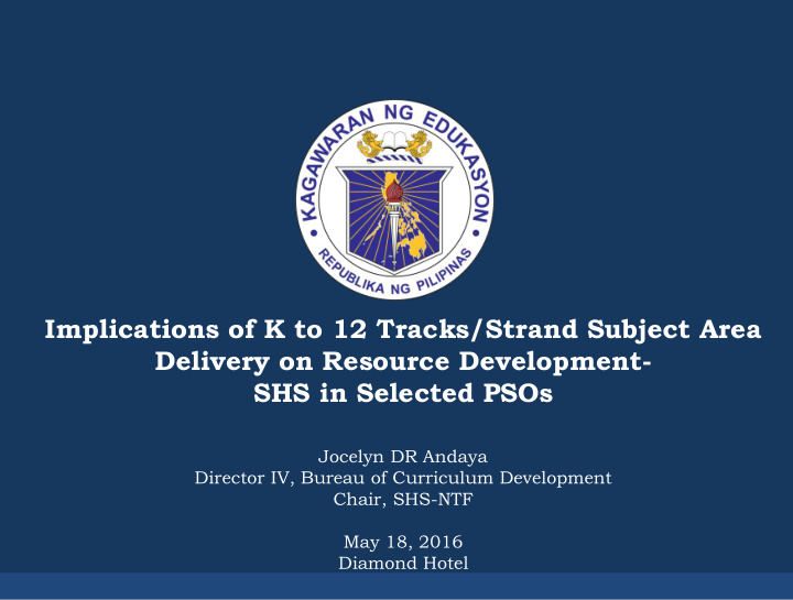 implications of k to 12 tracks strand subject area