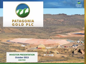 INVESTOR PRESENTATION  October 2013  AIM:PGD  IMPORTANT NOTICE  The information contained in these