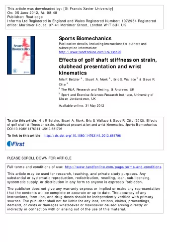 Sports Biomechanics  Publication details, including instructions for authors and  subscription